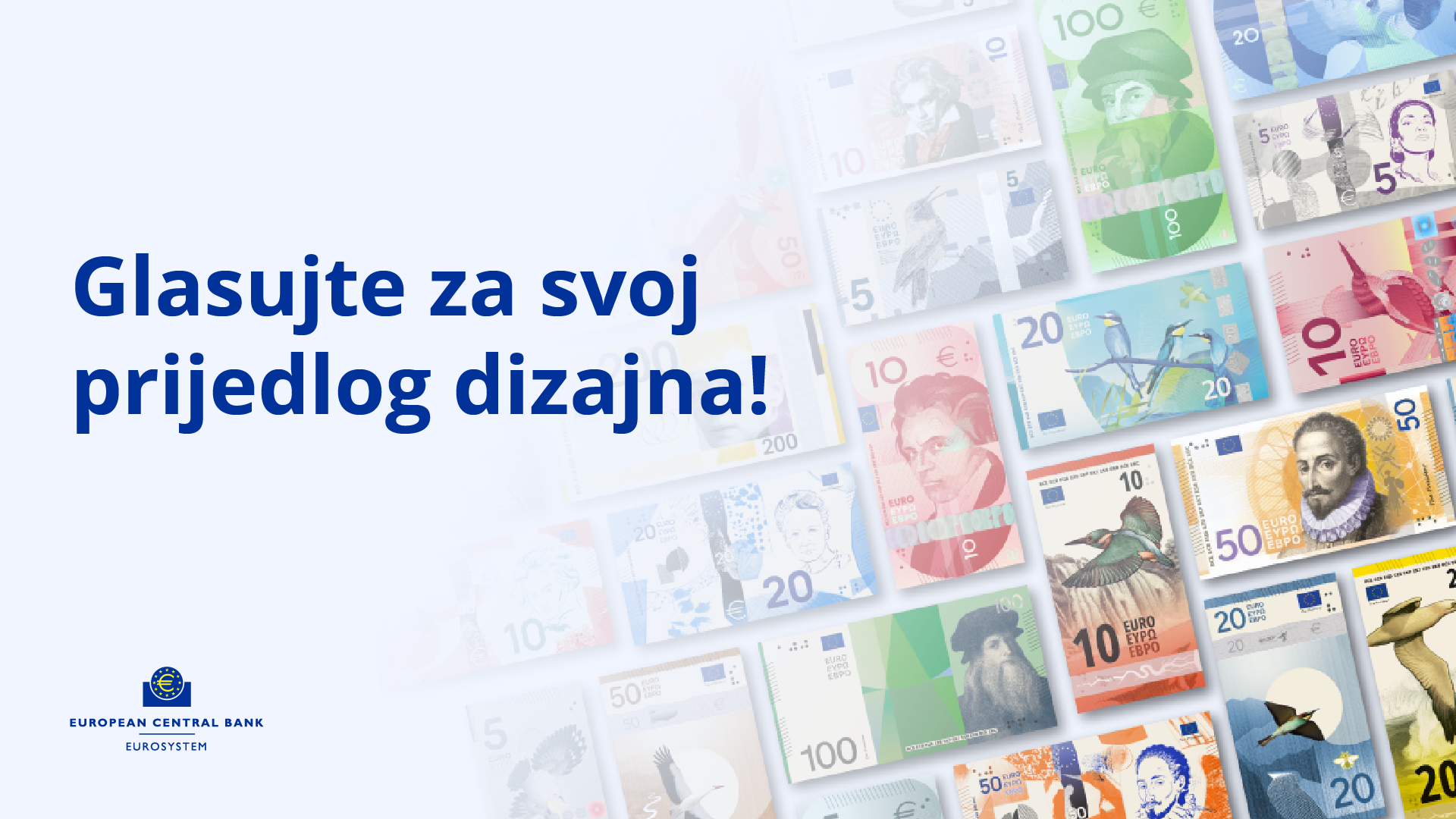 ESB je predstavio prijedloge dizajna novih novčanica u užem izboru i pokrenuo javnu anketu